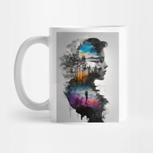 Woman Silhouette Blending With Surreal Sunset Mug